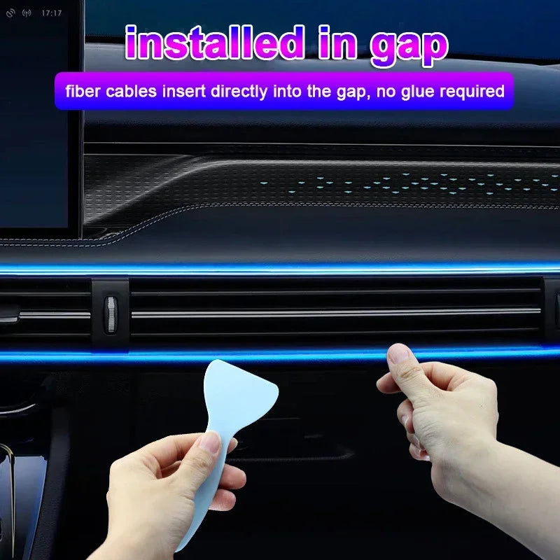 Car Interior Atmosphere Light Ambient LED Light Strip RGB Invisible USB Fiber Optic Lamp Trim Decor support APP Control